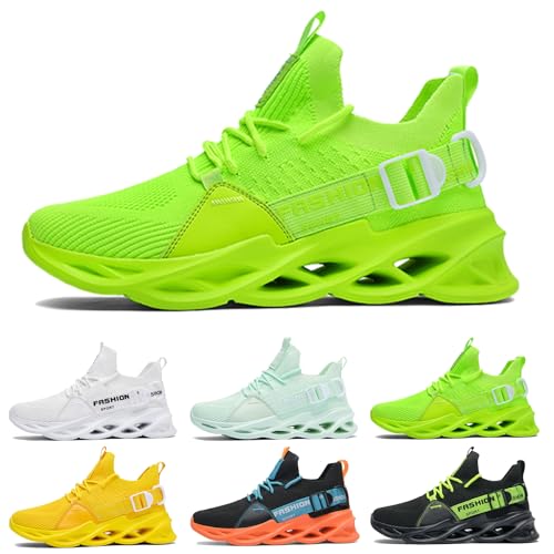 Zapatillas de Running para Hombre Mujer Casual Ligeros Transpirables Zapatos para Correr Jogging Caminar Bambas Gimnasio Fitness Atlético Sneakes G133 Fluorescent Green 39