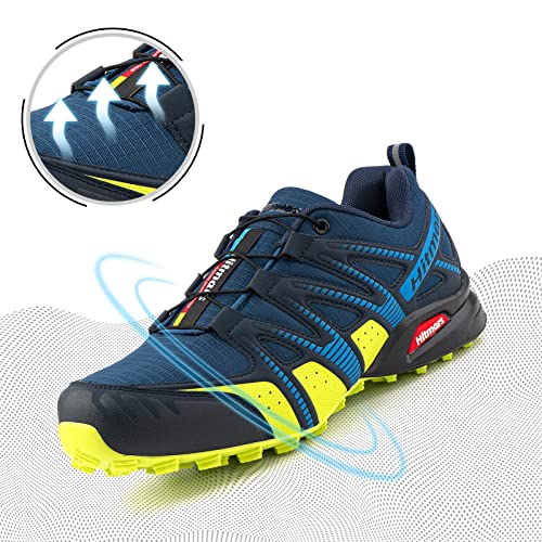 Zapatillas de Trail Running Hombre Mujer Zapatillas de Trekking Zapatos de Senderismo Ligero Antideslizantes AL Aire Libre Zapatos de Trail Running Deportes Azul-Verde EU 42