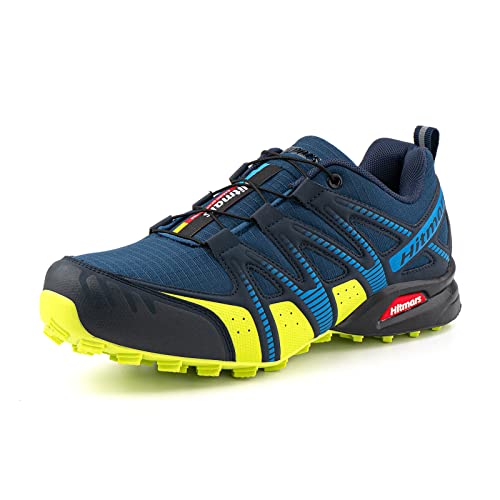 Zapatillas de Trail Running Hombre Mujer Zapatillas de Trekking Zapatos de Senderismo Ligero Antideslizantes AL Aire Libre Zapatos de Trail Running Deportes Azul-Verde EU 42