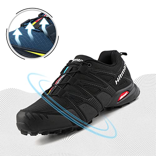 Zapatillas de Trail Running Hombre Mujer Zapatillas de Trekking Zapatos de Senderismo Ligero Antideslizantes AL Aire Libre Zapatos de Trail Running Deportes Negro EU 43