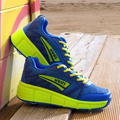 Zapatillas Deportivas con Ruedas automáticas retráctiles. Azul/Verde. Talla 31