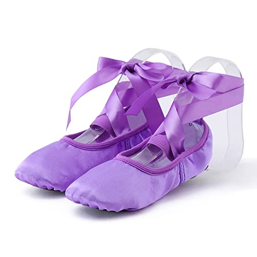 Zapatillas deportivas para niña 31 niños, zapatos de danza, correas, zapatillas de ballet, dedos de los pies, para yoga, entrenamiento, adiletten purpurina, morado, 28.5 EU