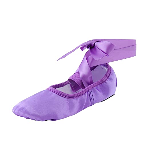 Zapatillas deportivas para niña 31 niños, zapatos de danza, correas, zapatillas de ballet, dedos de los pies, para yoga, entrenamiento, adiletten purpurina, morado, 28.5 EU