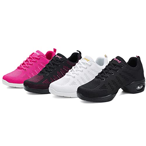 Zapatillas Jazz Zapatillas de Danza Moderna para Mujer Señoras de Encaje hasta Zapatillas de Deporte Transpirable de Baile de salón de Zapatos de Baile al Aire Libre