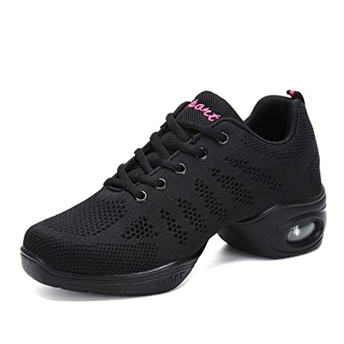 Zapatillas Jazz Zapatillas de Danza Moderna para Mujer Señoras de Encaje hasta Zapatillas de Deporte Transpirable de Baile de salón de Zapatos de Baile al Aire Libre