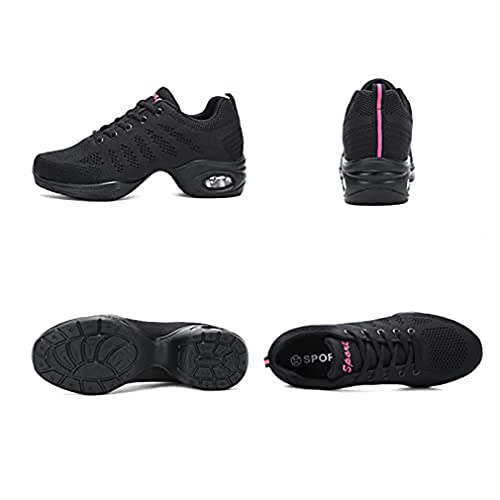 Zapatillas Jazz Zapatillas de Danza Moderna para Mujer Señoras de Encaje hasta Zapatillas de Deporte Transpirable de Baile de salón de Zapatos de Baile al Aire Libre