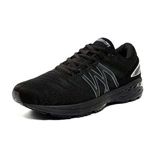 Zapatillas Running Hombre Mujer Zapatos Deportivos Correr Deporte Gimnasio Caminar Trail Running Ligeras Antideslizantes Transpirables Casual Zapatos Negro 46 EU