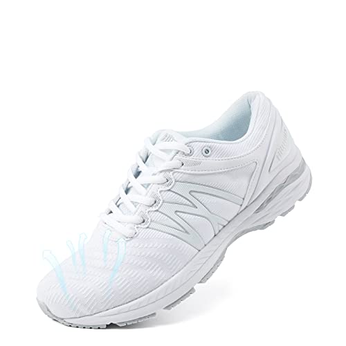 Zapatillas Running Hombre Mujer Zapatos Deportivos Correr Deporte Gimnasio Caminar Trail Running Ligeras Antideslizantes Transpirables Casual Zapatos Blanco 43 EU