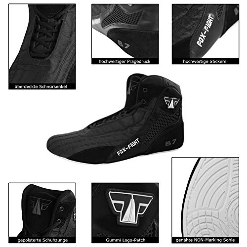 Zapatills de FOX-FIGHT para deportes de lucha, rings, fitness, FF2911, negro, 44 EU