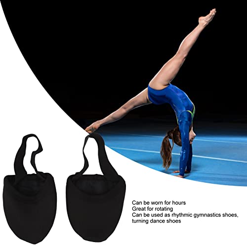 Zapato de Baile de Media Suela, Zapato de Gimnasia Rítmica, Zapatilla de Ballet de Media Suela Antideslizante Elástica Transpirable, para la Práctica de Danza Y Yoga(L-Negro)