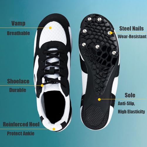 Zapatos con Clavos para Pista y Campo,Zapatillas De Atletismo con Clavos,Zapatos De Atletismo,Unisex,Duraderos,Transpirable,Antideslizante,para Entrenamiento de Competición,jóvenes