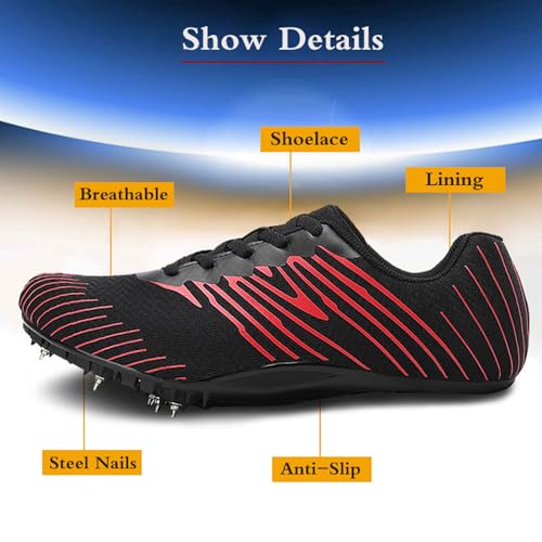 Zapatos con Clavos para Pista y Campo,Zapatillas de Correr con Clavos,Unisex Spikes Atletismo,Unisex,Duraderos,Transpirable,Antideslizante,para Running,Salto Largo,Entrenamiento,Competición