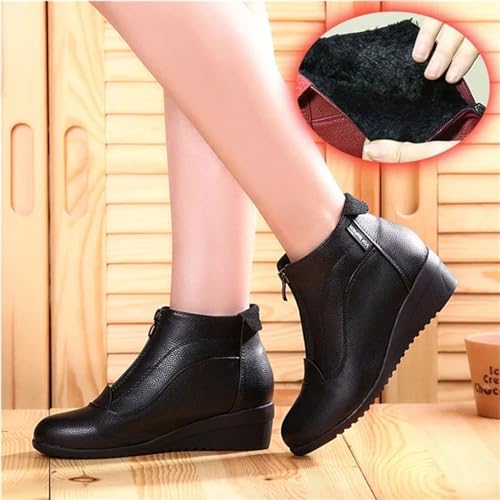 Zapatos de baile cuadrados para mujer, suela suave, tacón medio, deportes, madres y ancianos, zapatos de baile con cremallera, otoño e invierno, botas cortas, sandalias para mujer, Black, 36 EU