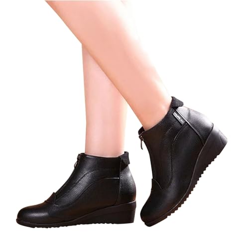 Zapatos de baile cuadrados para mujer, suela suave, tacón medio, deportes, madres y ancianos, zapatos de baile con cremallera, otoño e invierno, botas cortas, sandalias para mujer, Black, 36 EU