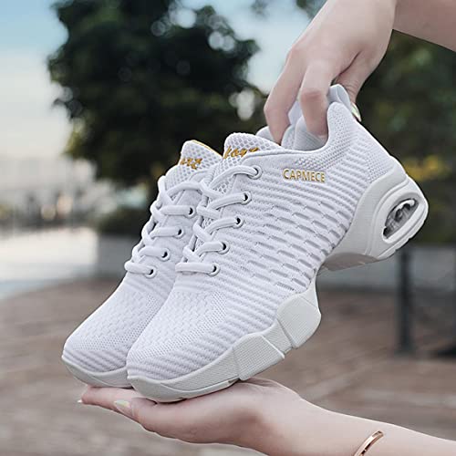 Zapatos de baile para mujer, con malla con cordones, para danza, entrenamiento, danza, danza, danza, danza, danza, danza, zapatos de danza, blanco 2, 37 EU