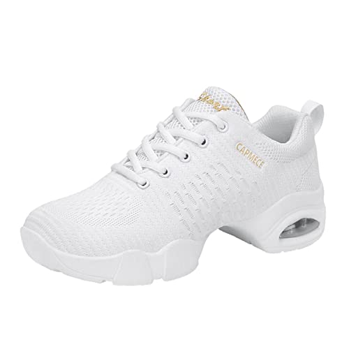 Zapatos de baile para mujer, con malla con cordones, para danza, entrenamiento, danza, danza, danza, danza, danza, danza, zapatos de danza, blanco 2, 37 EU