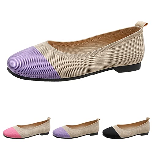 Zapatos de balerina de verano para mujer, plataforma plana, zapatos de bote, zapatos de boda, malla transpirable, sandalias planas de tela, zapatos de cuña, zapatos casuales, a rosa, 39 EU