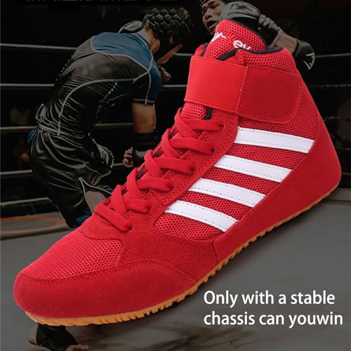 Zapatos De Boxeo Altos,Botas De Boxeo para NiñOs,Botas De Boxeo De Entrenamiento,Talla Grande,InsíPido,para Uso En Levantamiento De Pesas,Entrenamiento De Fuerza,Peso Muerto,Lucha Libre