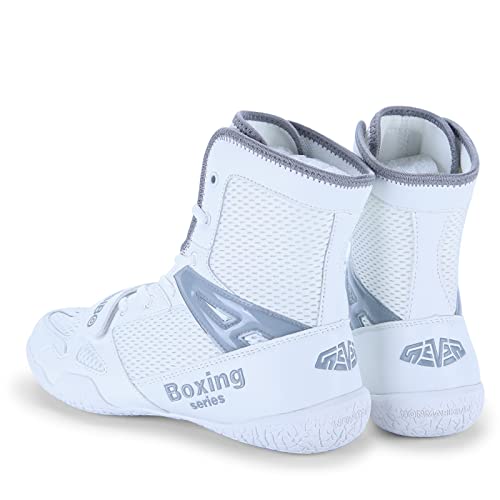 Zapatos de boxeo para hombre, zapatos de lucha libre, boxeadores de combate, entrenadores, transpirables, botas de boxeo, zapatos reductores para hombres, blanco gris, 44 EU