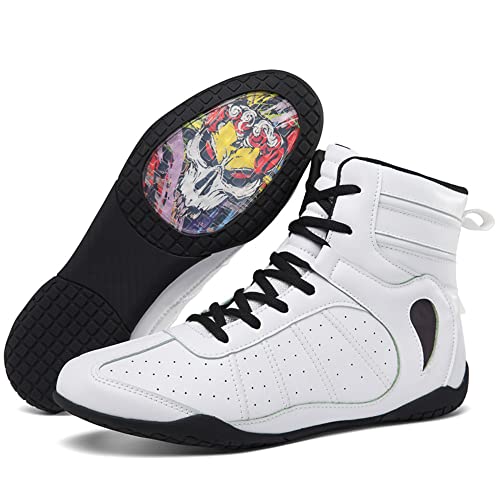 Zapatos de Boxeo para Hombres Zapatos de Lucha Profesional Botas de Boxeo para Entrenamiento físico para Mujeres Blanco EU 41