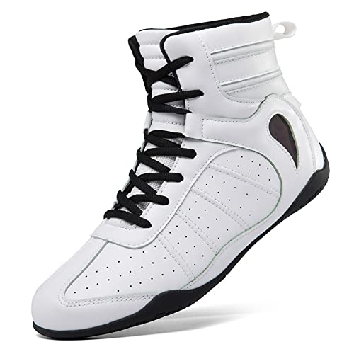 Zapatos de Boxeo para Hombres Zapatos de Lucha Profesional Botas de Boxeo para Entrenamiento físico para Mujeres Blanco EU 41