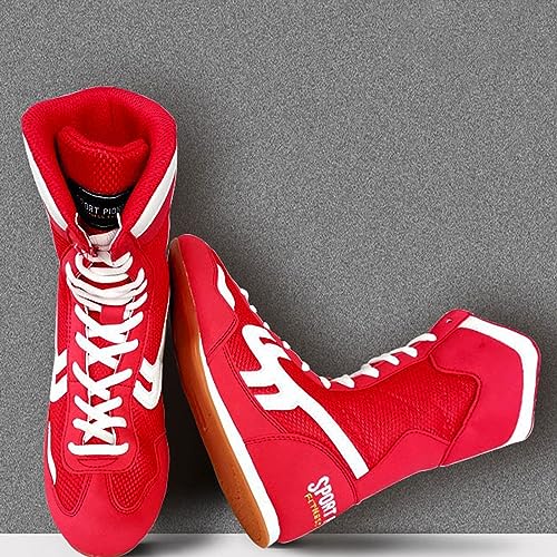 Zapatos de Boxeo,Botas de Boxeo,Zapatos de Lucha Juvenil,Unisex,High-Top,Malla Transpirable,Antideslizantes,Flexibles,Duraderos,para Entrenamiento de Lucha,Wrestling,Ejercicio,Fitness