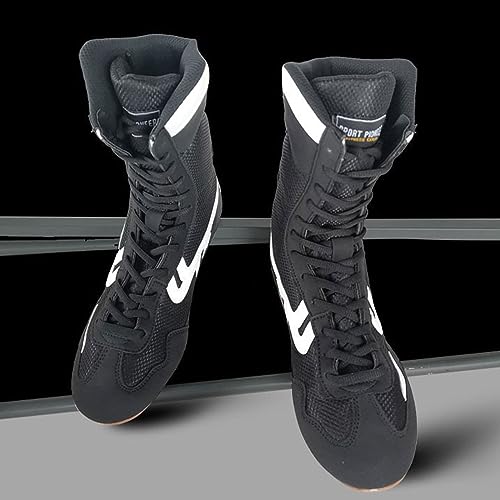 Zapatos de Boxeo,Botas de Boxeo,Zapatos de Lucha Juvenil,Unisex,High-Top,Malla Transpirable,Antideslizantes,Flexibles,Duraderos,para Entrenamiento de Lucha,Wrestling,Ejercicio,Fitness