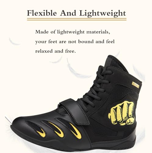 Zapatos de Boxeo,Zapatillas de Lucha,Botas de Boxeo,Zapatos de Entrenamiento,Unisex,Flexibles,Duraderos,Transpirables,Suela de Goma,Confort,para Combate,Wrestling,Fitness,Marciales,Juvenil