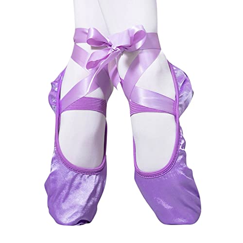 Zapatos de danza para niña, zapatillas de ballet, entrenamientos, zapatos de baile, zapatos de yoga, zapatillas de gimnasia, con cinta, fondo suave, zapatos antideslizantes para niñas, zapatos planos,