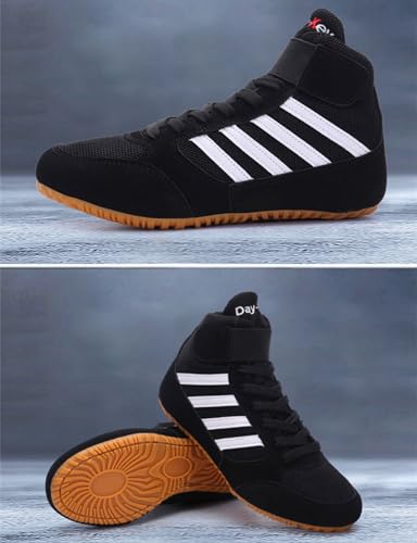 Zapatos de Lucha Zapatillas de Boxeo para Hombres Mujeres,Calzado de Boxeo Sanda de Entrenamiento para Adolescentes Adultos,Muay Thai Kickboxing Artes Marciales Botas de Boxeo,Boxing Shoe