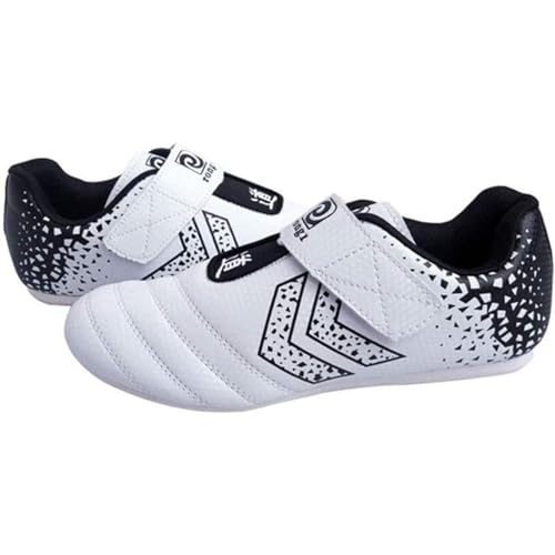 Zapatos De Taekwondo Unisex, Calzado Deportivo Para Karate Y Boxeo, Zapatillas Ligeras De Rayas Negras Para Kung Fu Y Tai Chi, Calzado Deportivo Para Entrenamiento Diario Y Gi(Size:45 EU,Color:Blanco)