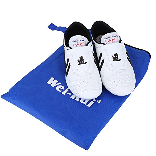 Zapatos de Taekwondo, Zapatos Antideslizantes de Artes Marciales, Artes Marciales Zapatilla de Deporte de Boxeo Karate Kung Fu Zapatos de Tai Chi de Rayas Negras Ligeros para Hombres Mujeres Niños(37)