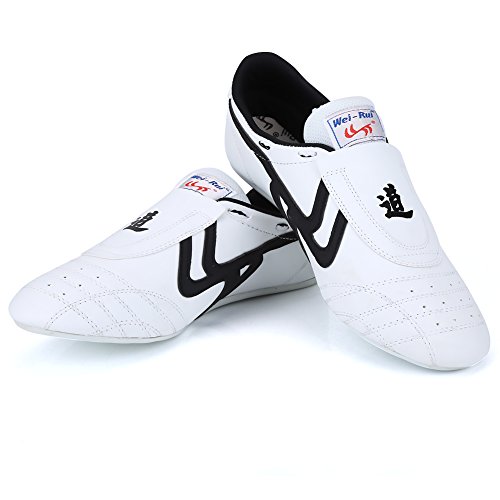 Zapatos de Taekwondo, Zapatos Antideslizantes de Artes Marciales, Artes Marciales Zapatilla de Deporte de Boxeo Karate Kung Fu Zapatos de Tai Chi de Rayas Negras Ligeros para Hombres Mujeres Niños(37)