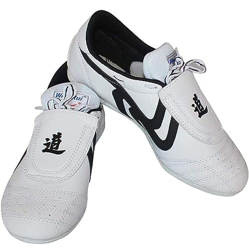 Zapatos De Taekwondo Zapatos De Kung Fu Tai Chi Zapatillas De Artes Marciales Antideslizantes Transpirables Boxeo Karate Zapatillas De Rayas Negras Zapatos Livianos Para Adult(Size:45 EU,Color:Blanco)