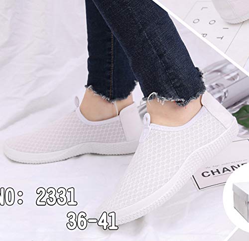 Zapatos Deportes de Maya, Zapatillas Deportivas Instantáneas para Mujer Suaves para Trotar o Caminar Vulcanizadas Tejidas Calzado para Verano (2331 Blanco, Numeric_40)