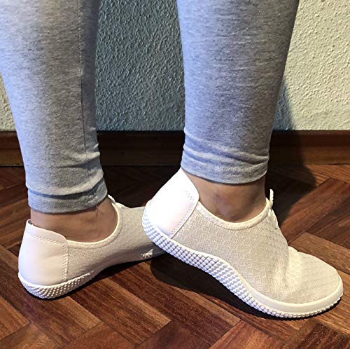 Zapatos Deportes de Maya, Zapatillas Deportivas Instantáneas para Mujer Suaves para Trotar o Caminar Vulcanizadas Tejidas Calzado para Verano (2331 Blanco, Numeric_40)