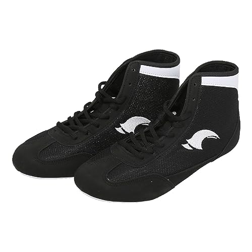 Zapatos para niños 29 zapatos de boxeo para niños High Top Training Wrestling Zapatos Largos Botas de Boxeo Entrenamiento de competición Zapatillas de lona para niños, Negro , 36.5 EU