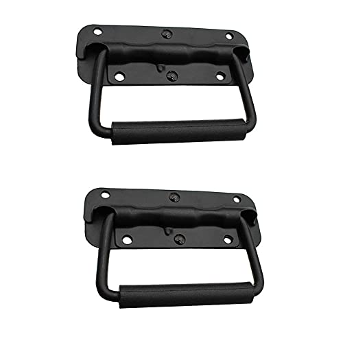 Zasvec Asas Plegables 2 Piezas 120 mm Negro Mangos Plegables Tiradores de Hierro Tirador Plegable con Muelle Tiradores de Cajas Madera Tiradores de Armario de Herramientas para Caja de Herramientas