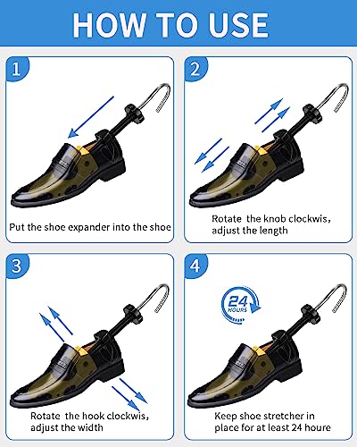 Zawaer Hormas Para Zapatos, Ensanchar Zapatos Hombre Mujer, 2PCS Ensanchadores De Zapatos,Robusta Ensanchador De Zapatos Ajustable Longitud Y Anchura Independiente Horma Ensanchar Zapatos Con Calzador