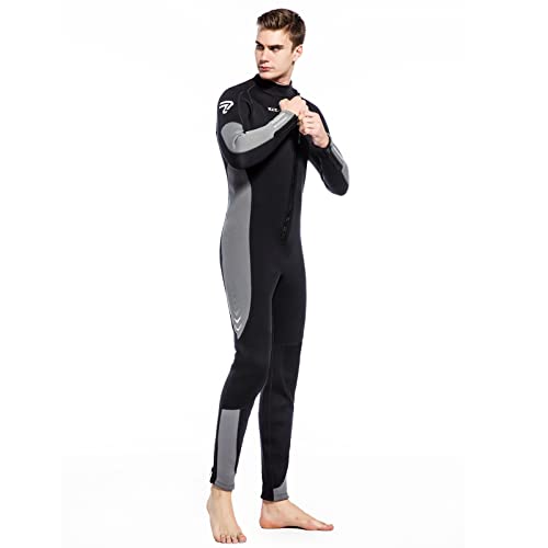 ZCCO Traje húmedo para hombre y mujer, neopreno de 3 mm, con cierre frontal para buceo, buceo, natación, surf, agua fría (negro+gris, L)