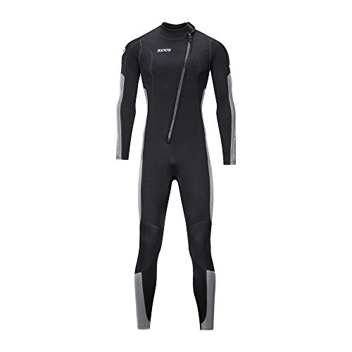 ZCCO Traje húmedo para hombre y mujer, neopreno de 3 mm, con cierre frontal para buceo, buceo, natación, surf, agua fría (negro+gris, L)