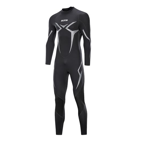 ZCCO Wetsuits - Traje de Neopreno para Hombre, 3 mm, Manga Completa, para Pesca submarina, esnórquel, Surf, Canoa, Buceo, Trajes húmedos (Negro,M)