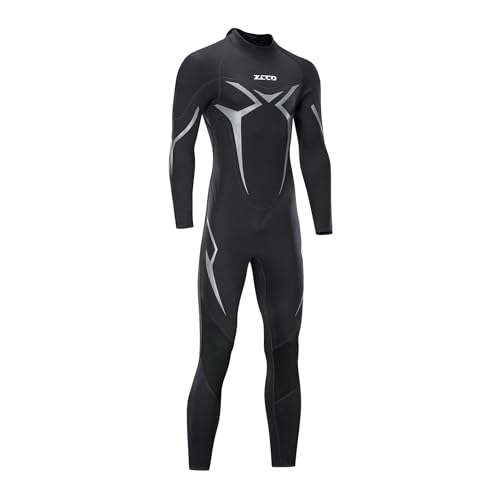 ZCCO Wetsuits - Traje de Neopreno para Hombre, 3 mm, Manga Completa, para Pesca submarina, esnórquel, Surf, Canoa, Buceo, Trajes húmedos (Negro,M)