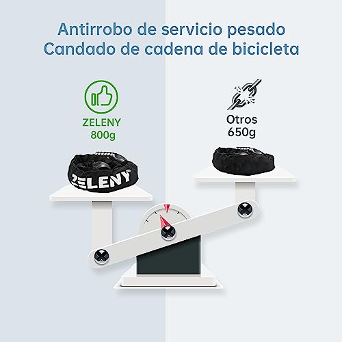 ZELENY Candado Bicicleta Antirrobo Combinación de 5 Dígitos, 7mm Cadena Bicicleta Antirrobo de Alta Seguridad, 90cm Candado Moto para Bicicleta Moto Patinete Electrico Puerta de la Cerca