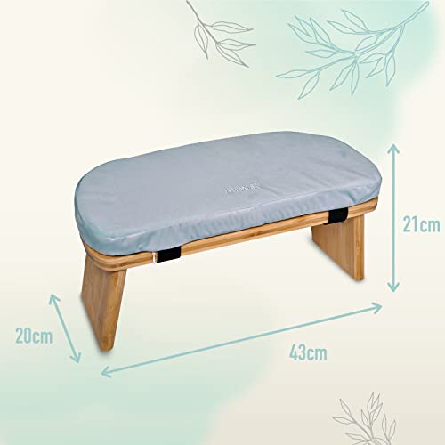 Zen Power Banco de Yoga – Taburete de Yoga Plegable de Madera – Banco de Meditación Ergonómico – Taburete de Oración – Accesorios de Yoga Cómodos y Suavemente Acolchados