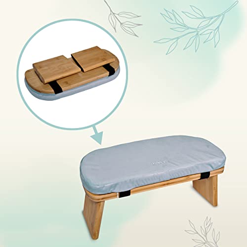 Zen Power Banco de Yoga – Taburete de Yoga Plegable de Madera – Banco de Meditación Ergonómico – Taburete de Oración – Accesorios de Yoga Cómodos y Suavemente Acolchados