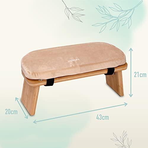 Zen Power Banco de Yoga – Taburete de Yoga Plegable de Madera – Banco de Meditación Ergonómico – Taburete de Oración – Accesorios de Yoga Cómodos y Suavemente Acolchados