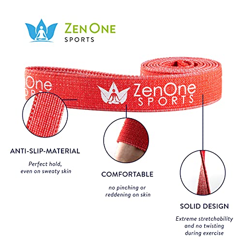 ZenBands Power Fabric, Banda Elástica Fitness de Tela, Banda Elástica Pull-Up, Banda de Resistencia Antideslizante para Entrenamiento Total Body en Casa, Incl. Guía de Entrenamiento, Roja, X-Heavy