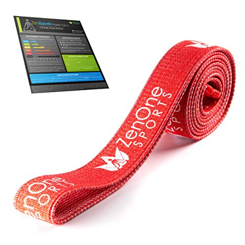 ZenBands Power Fabric, Banda Elástica Fitness de Tela, Banda Elástica Pull-Up, Banda de Resistencia Antideslizante para Entrenamiento Total Body en Casa, Incl. Guía de Entrenamiento, Roja, X-Heavy