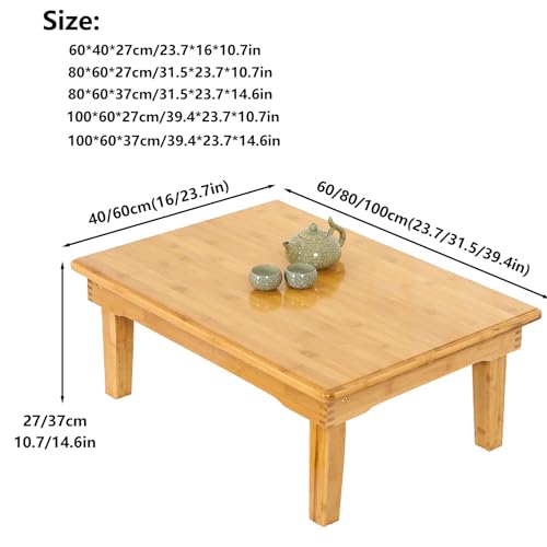 ZENCIX Mesa de Suelo Japonesa, Mesa de Comedor Japonesa de Bambú, Mesa de Centro Baja Plegable para Sentarse en El Suelo, Mesa Plegable Kotatsu Mesa de Meditación de Granja